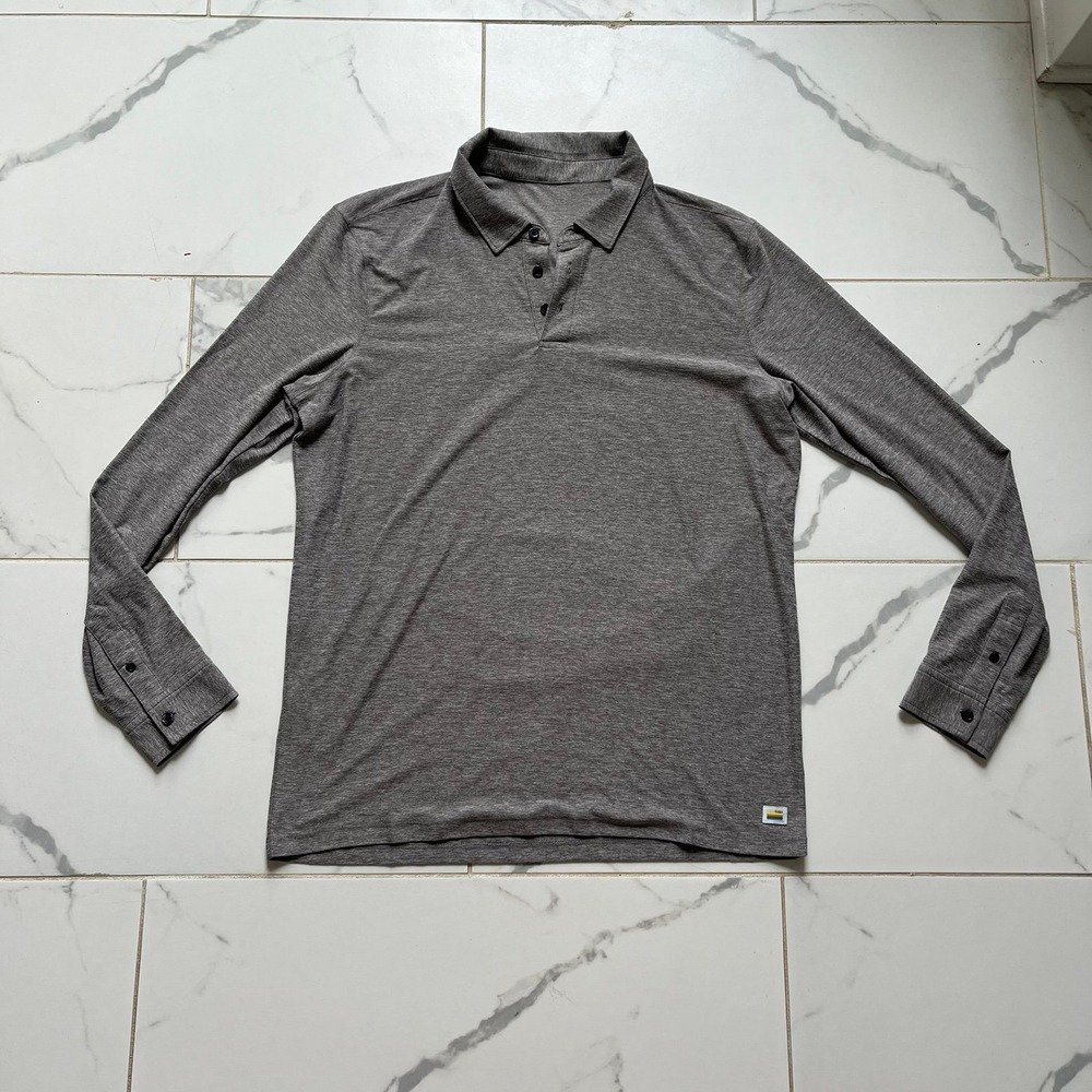 Vuori Men's Long Sleeve Strato Tech Polo Heather Gray Sz XL